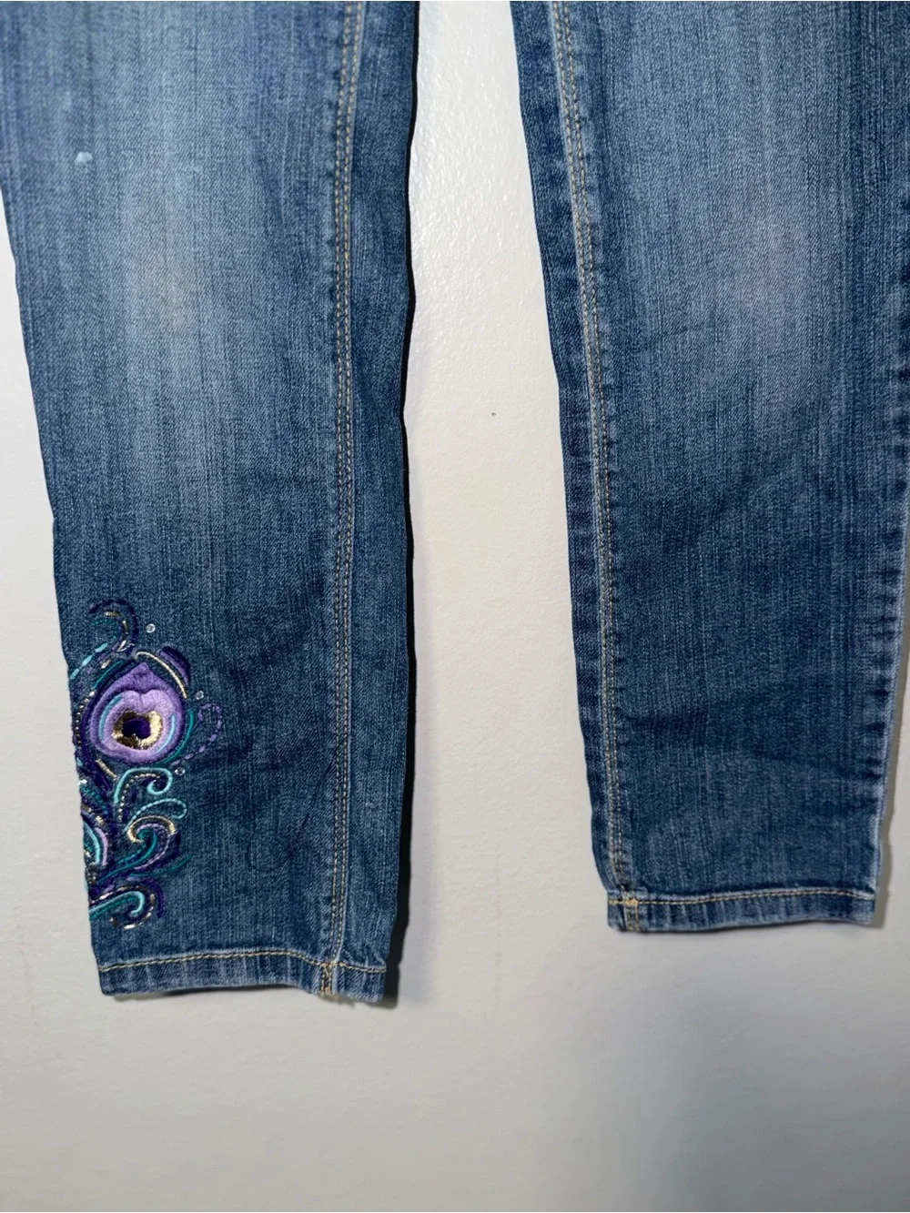 Gymboree Blue Girls' Denim Jeans with Embroidered Hem Detail